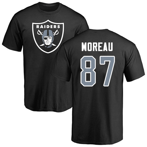 Men Oakland Raiders Black Foster Moreau Name and Number Logo NFL Football #87 T Shirt->nfl t-shirts->Sports Accessory
